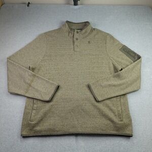 Browning Pullover Mens XL Olive Green Outdoor Fleece Quarter Button
